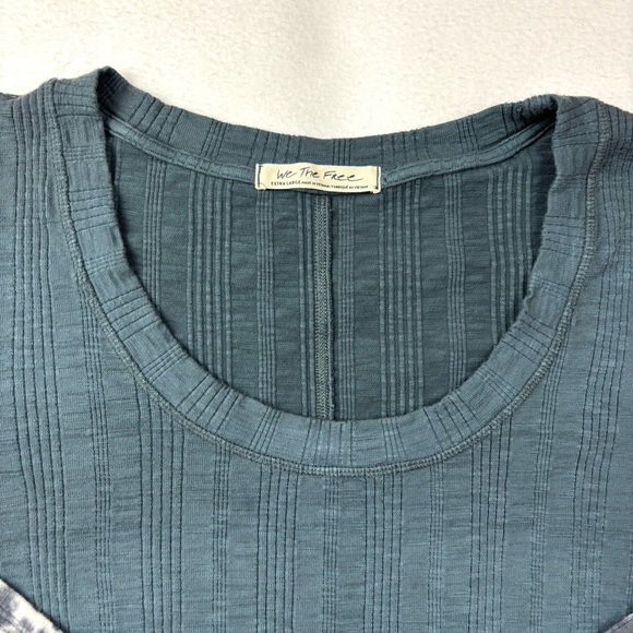We The Free Women's Blue/Gray Tie-Dye Scoop Neck Long Sleeve Ribbed Top Size XL - Picture 4 of 16
